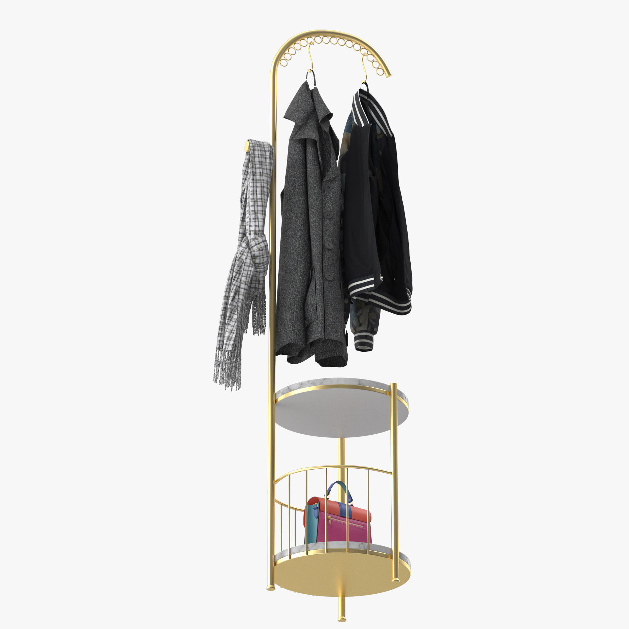 WIGING Coat Rack Stand With Hooks 3D model_8