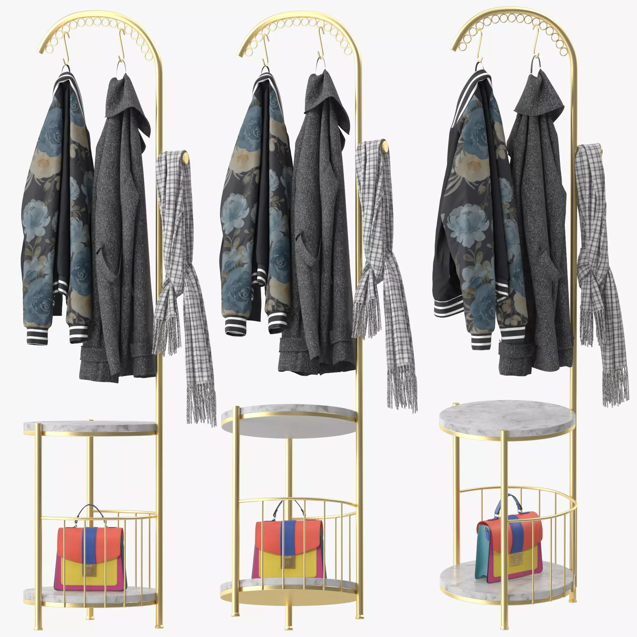 WIGING Coat Rack Stand With Hooks 3D model_0