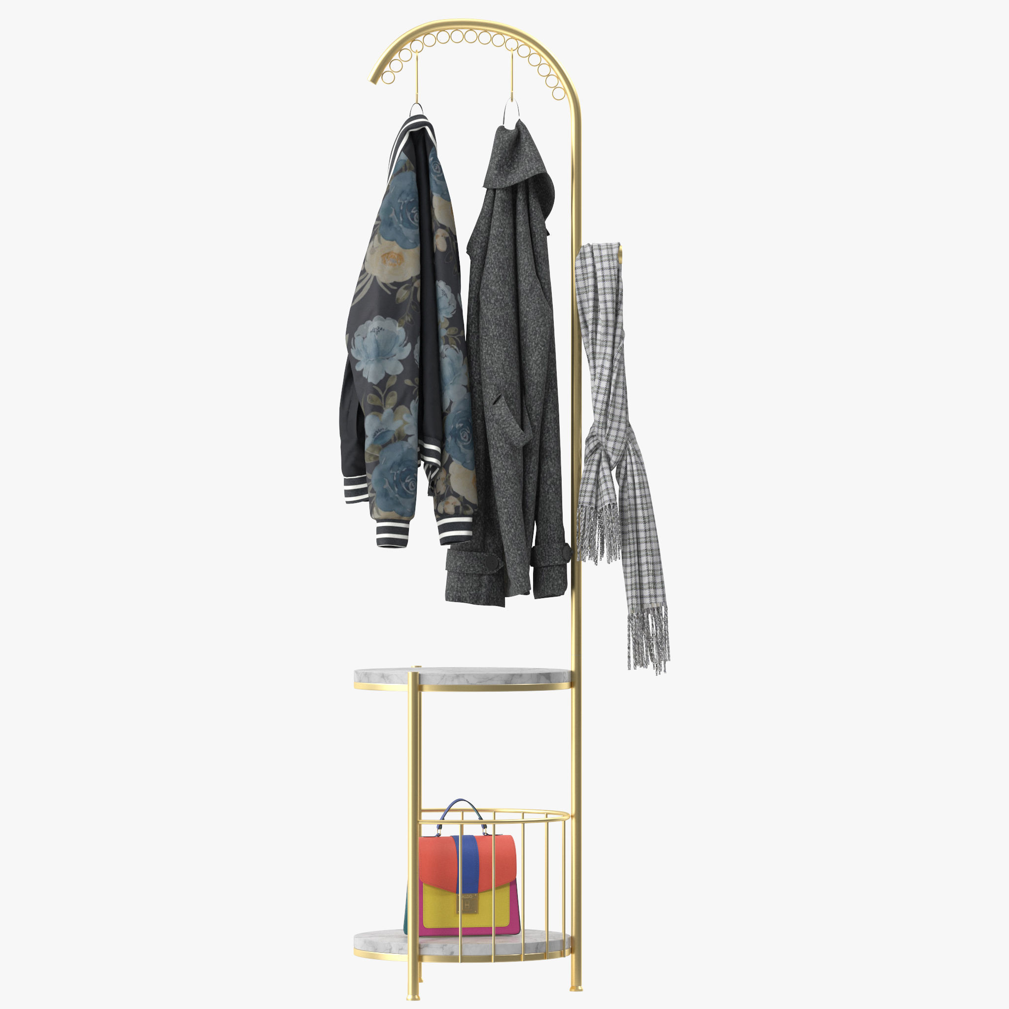 WIGING Coat Rack Stand With Hooks 3D model_10