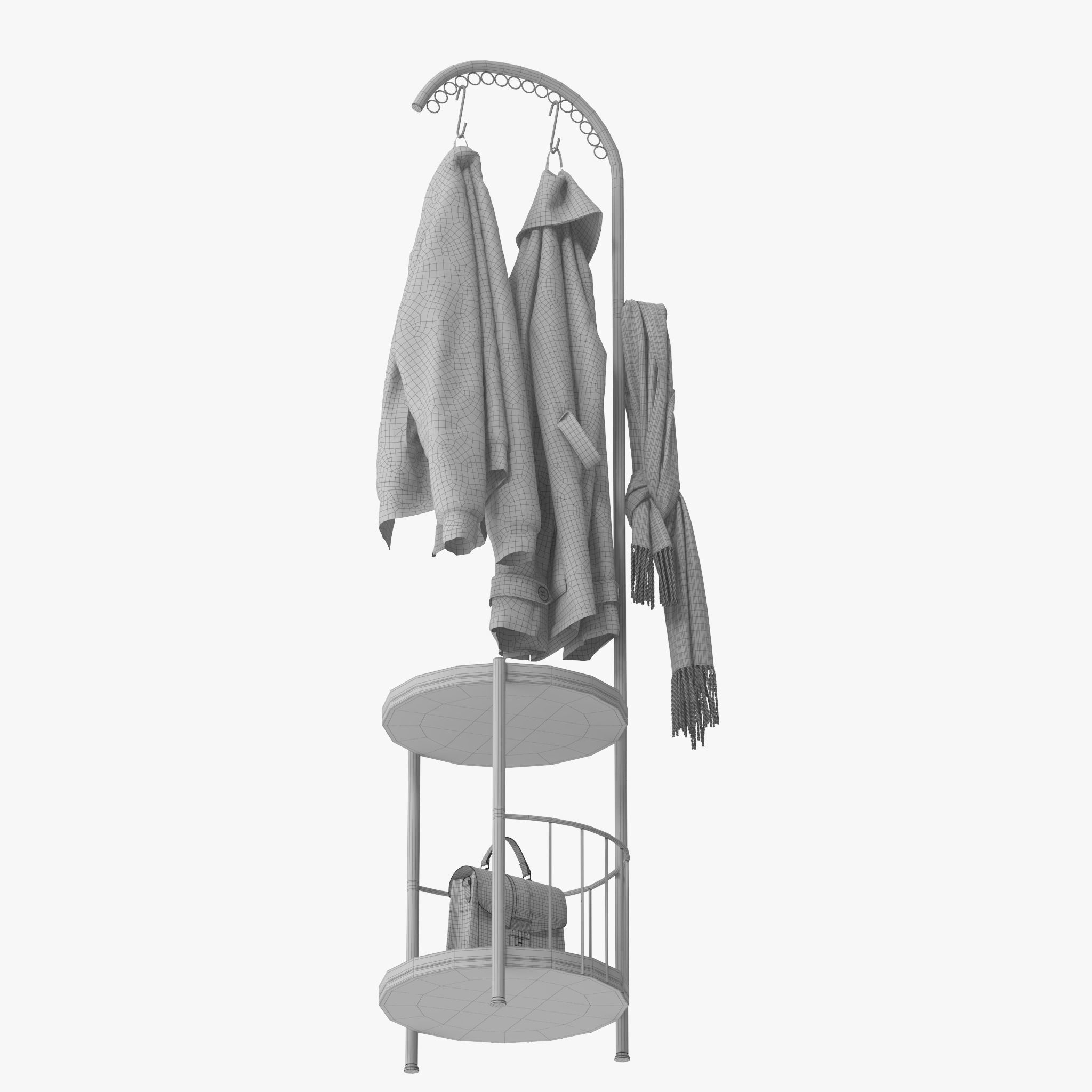 WIGING Coat Rack Stand With Hooks 3D model_17