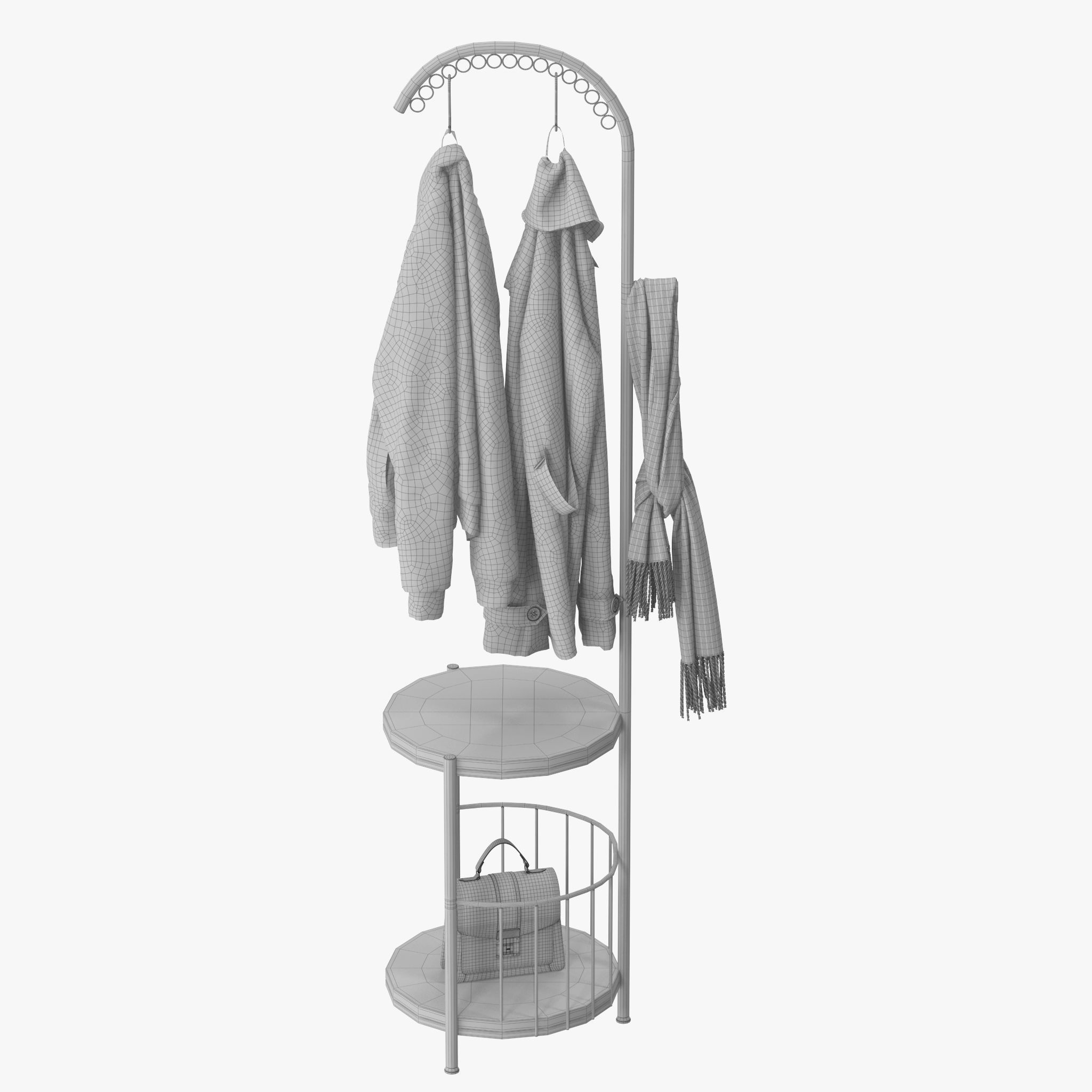 WIGING Coat Rack Stand With Hooks 3D model_15