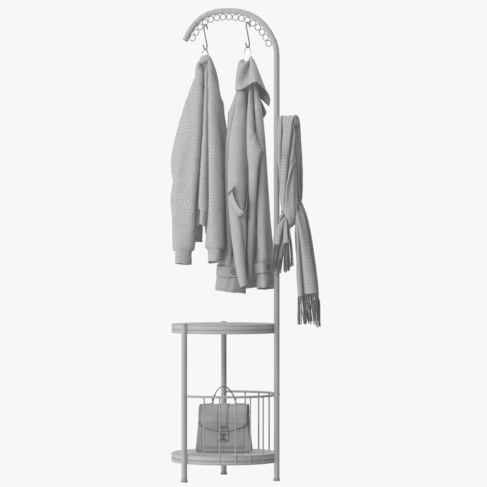 WIGING Coat Rack Stand With Hooks 3D model_16