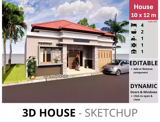 House 10x12m code 410 - Sketchup