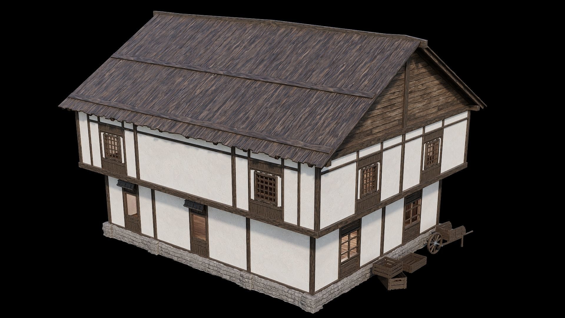 Medieval Village Pack 01 - 3 Assets - 4K Textures Game Ready Low-poly 3D model_8