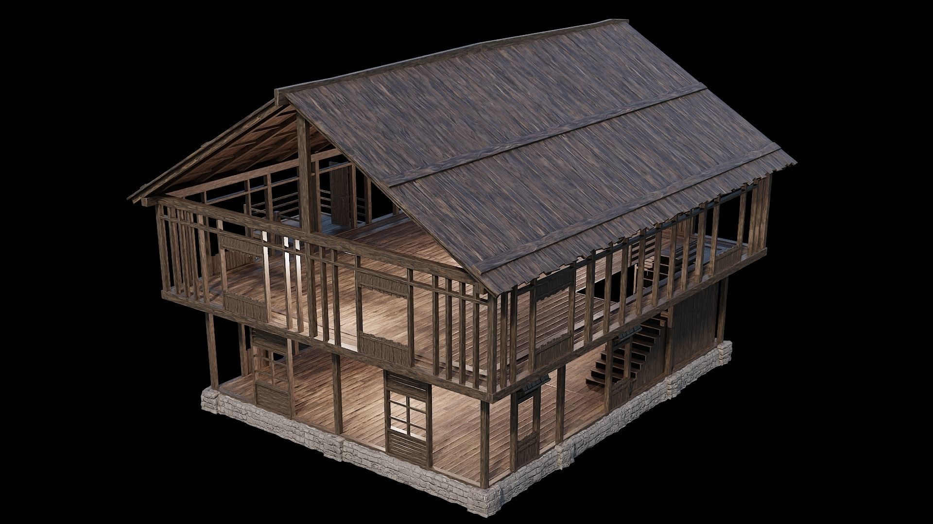 Medieval Village Pack 01 - 3 Assets - 4K Textures Game Ready Low-poly 3D model_28