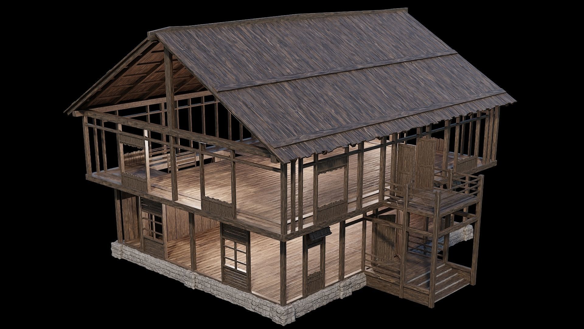 Medieval Village Pack 01 - 3 Assets - 4K Textures Game Ready Low-poly 3D model_26