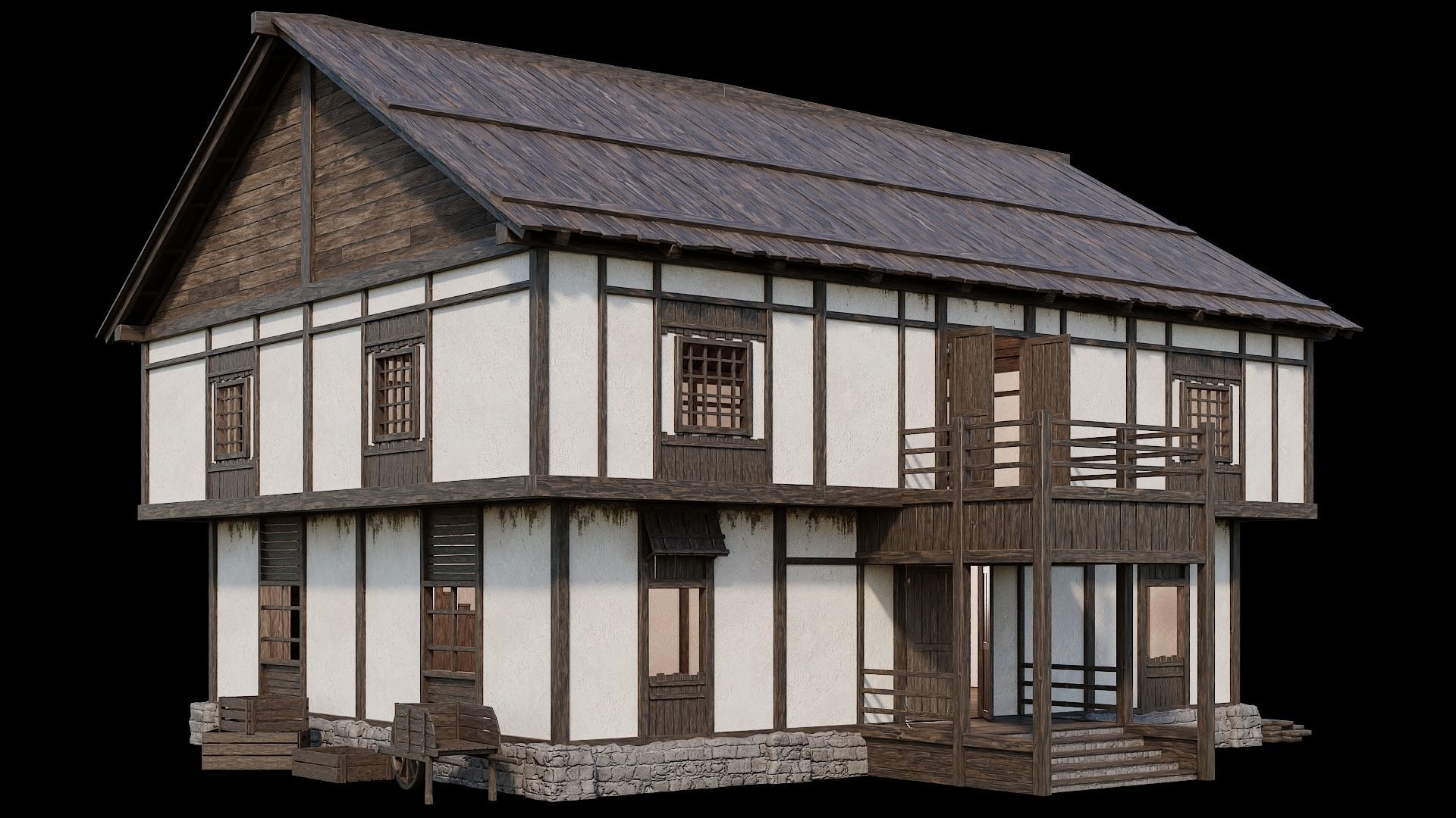 Medieval Village Pack 01 - 3 Assets - 4K Textures Game Ready Low-poly 3D model_2