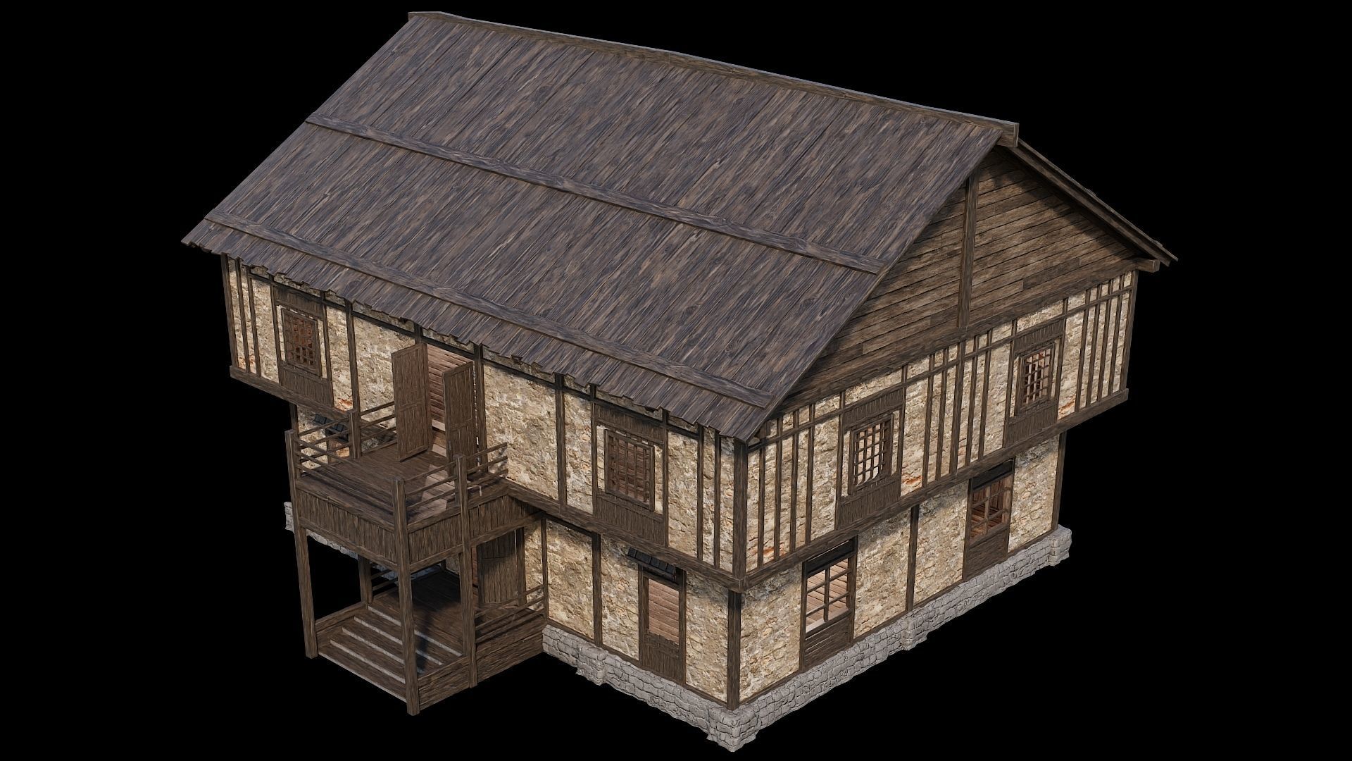 Medieval Village Pack 01 - 3 Assets - 4K Textures Game Ready Low-poly 3D model_20