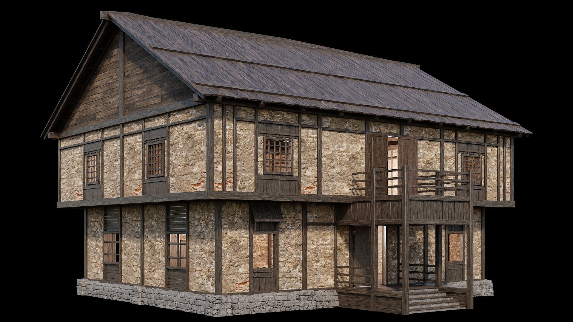 Medieval Village Pack 01 - 3 Assets - 4K Textures Game Ready Low-poly 3D model_12