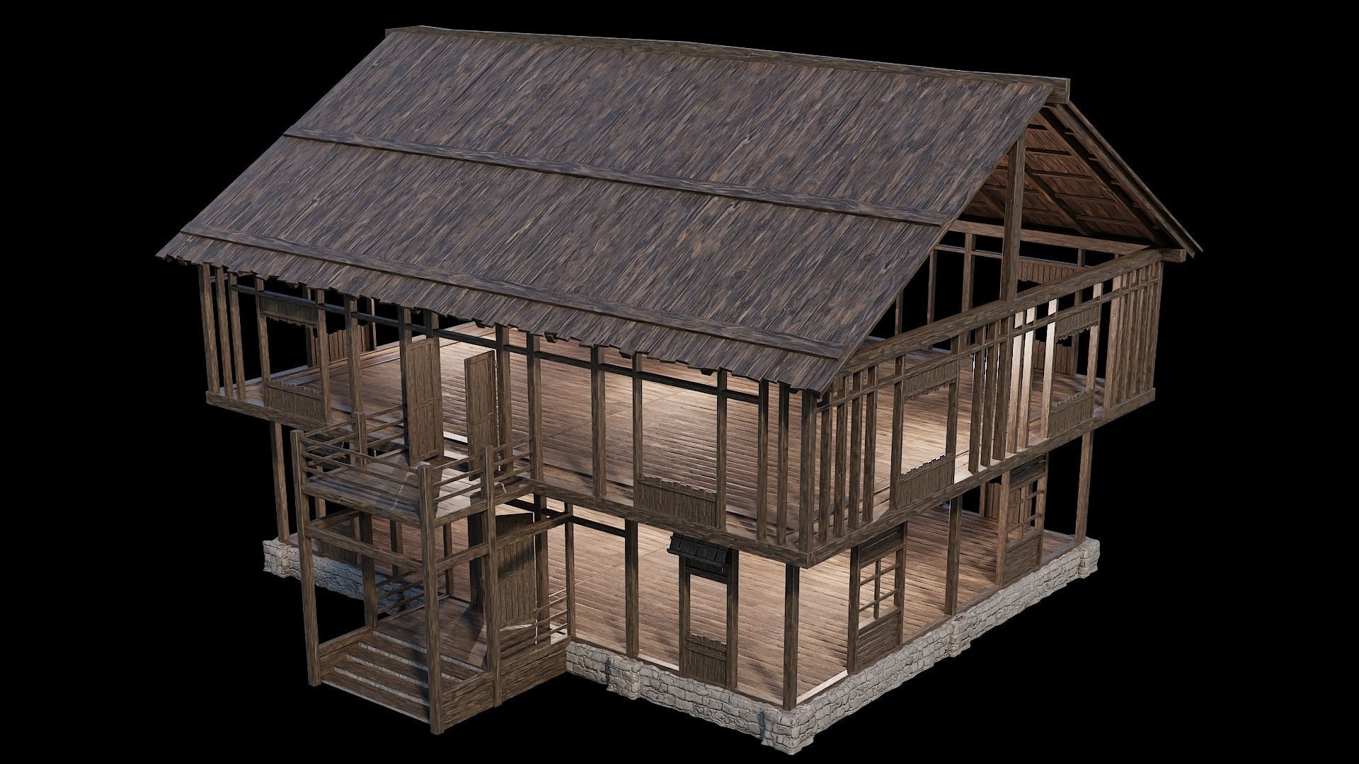 Medieval Village Pack 01 - 3 Assets - 4K Textures Game Ready Low-poly 3D model_29