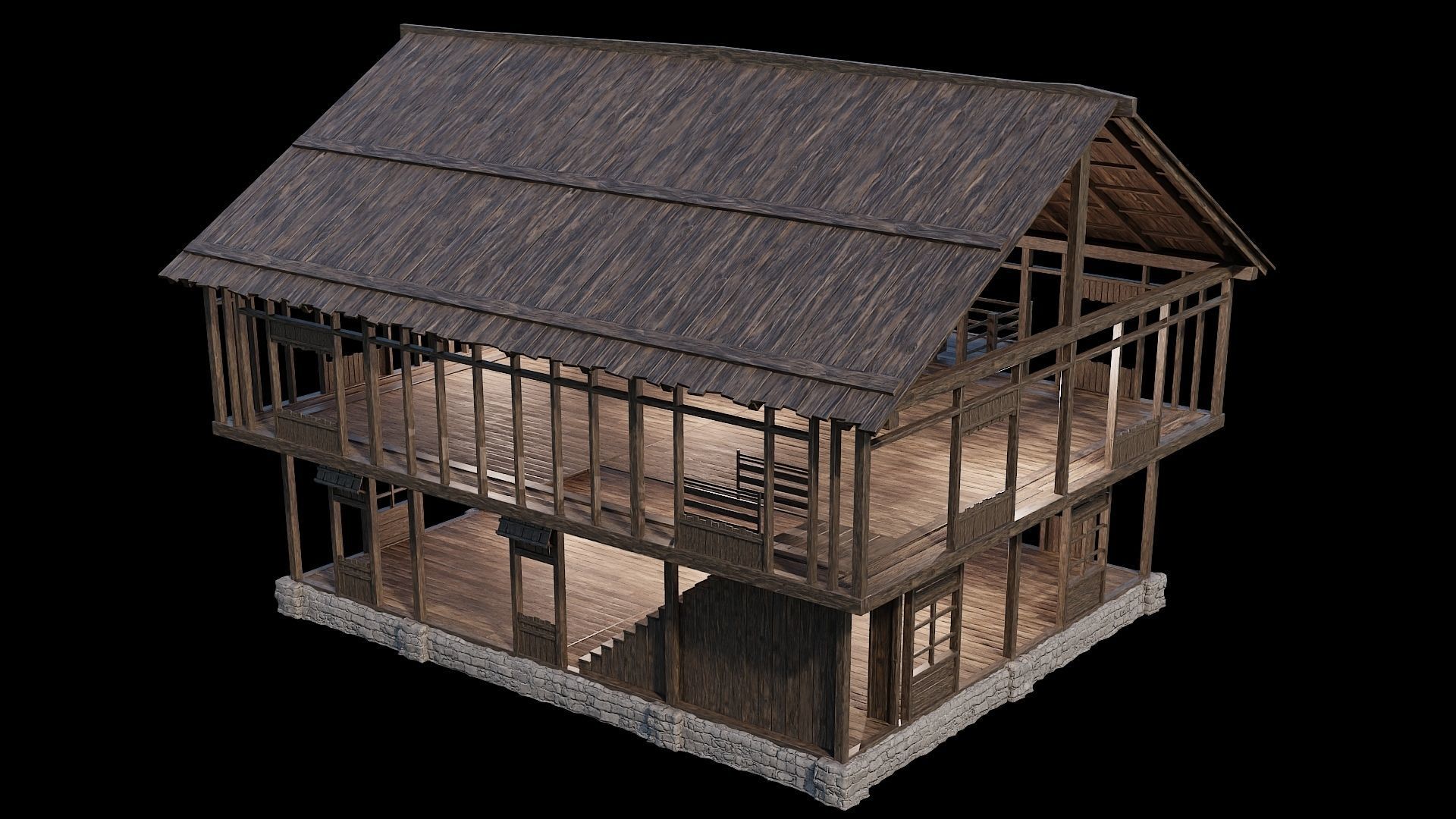 Medieval Village Pack 01 - 3 Assets - 4K Textures Game Ready Low-poly 3D model_27