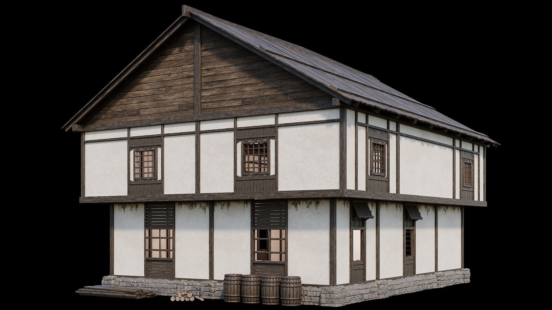 Medieval Village Pack 01 - 3 Assets - 4K Textures Game Ready Low-poly 3D model_4