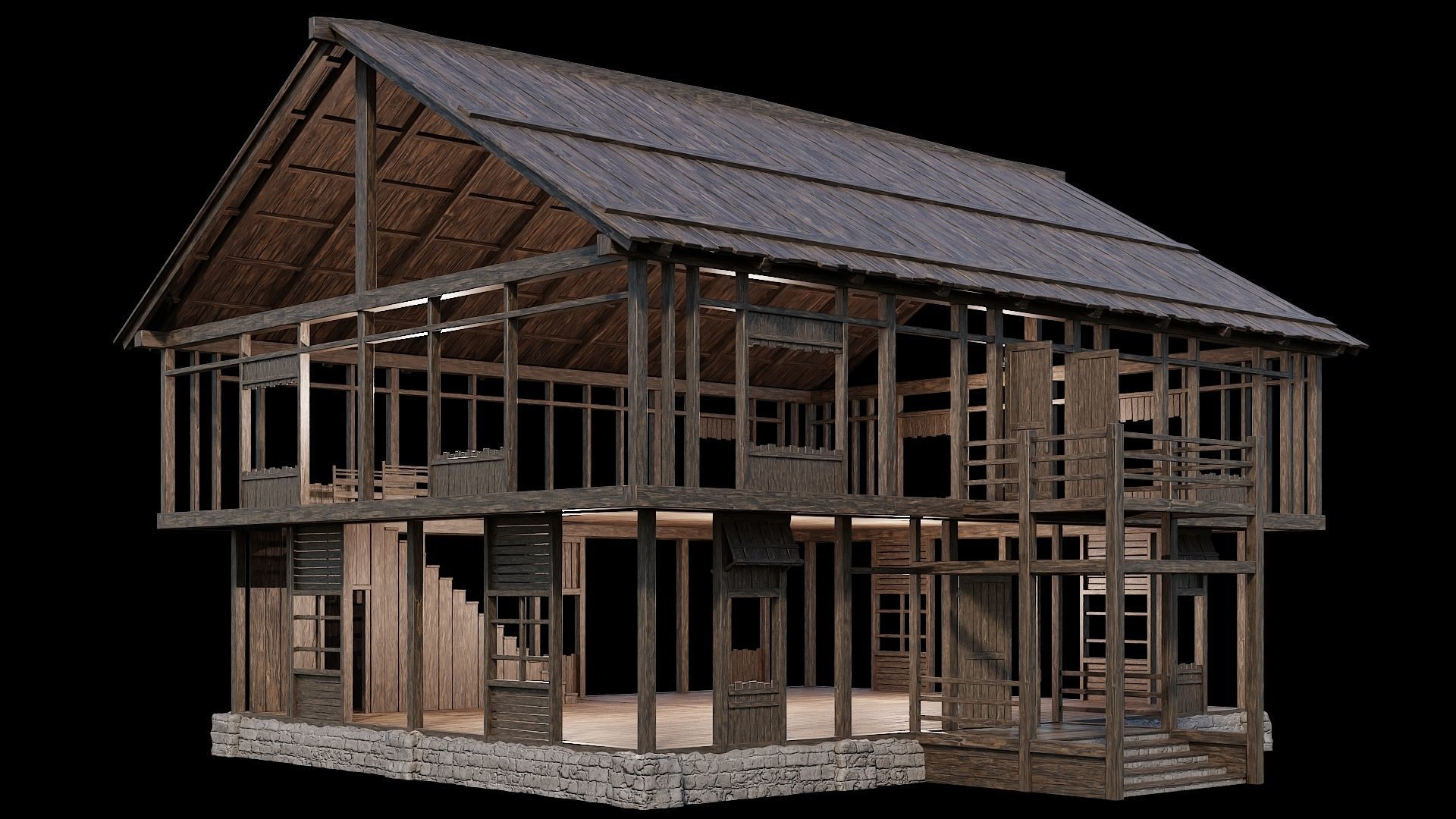 Medieval Village Pack 01 - 3 Assets - 4K Textures Game Ready Low-poly 3D model_21