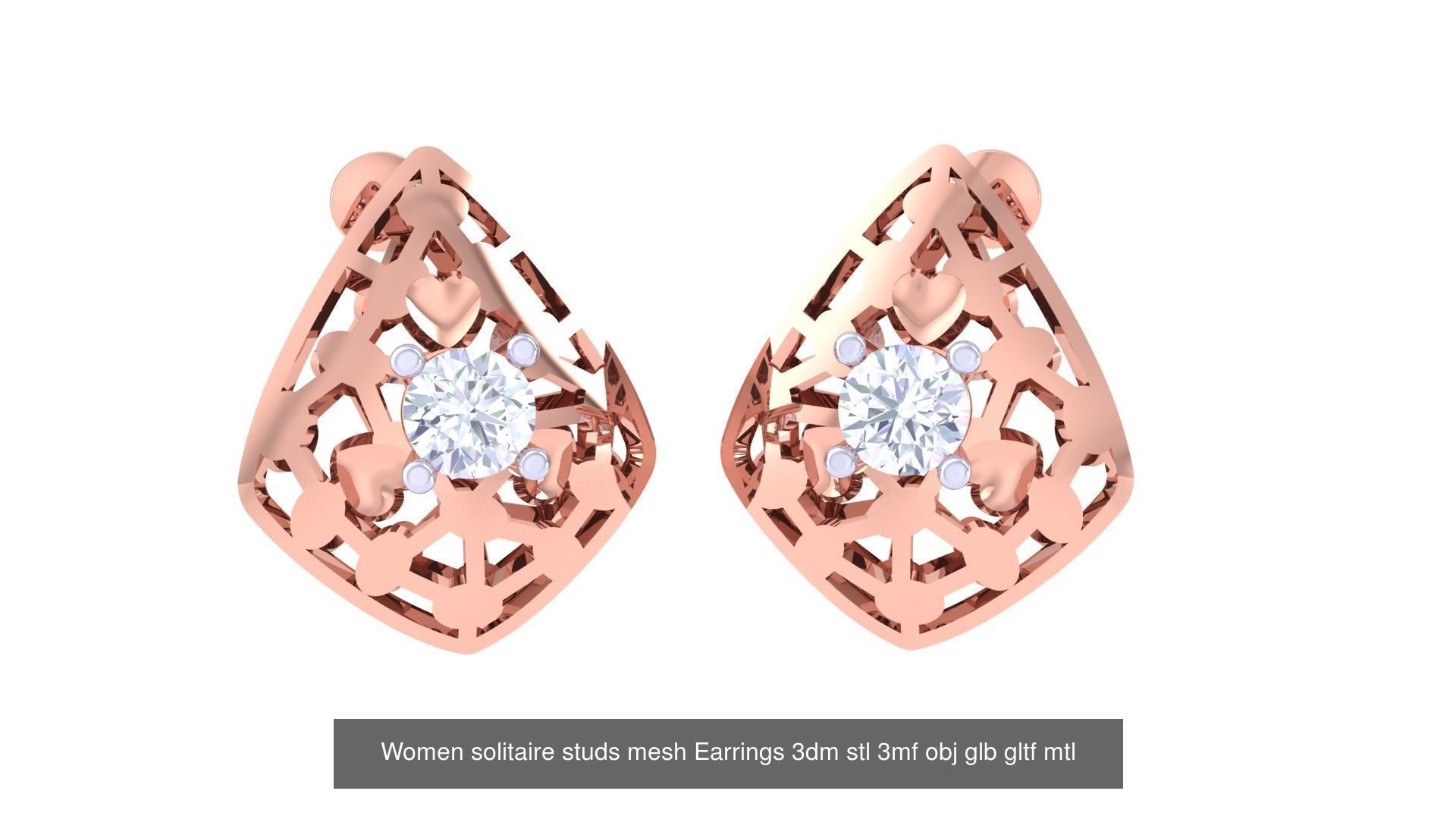 30 Women studs mesh Earrings 3dm stl 3mf obj  3D Model Collection_20