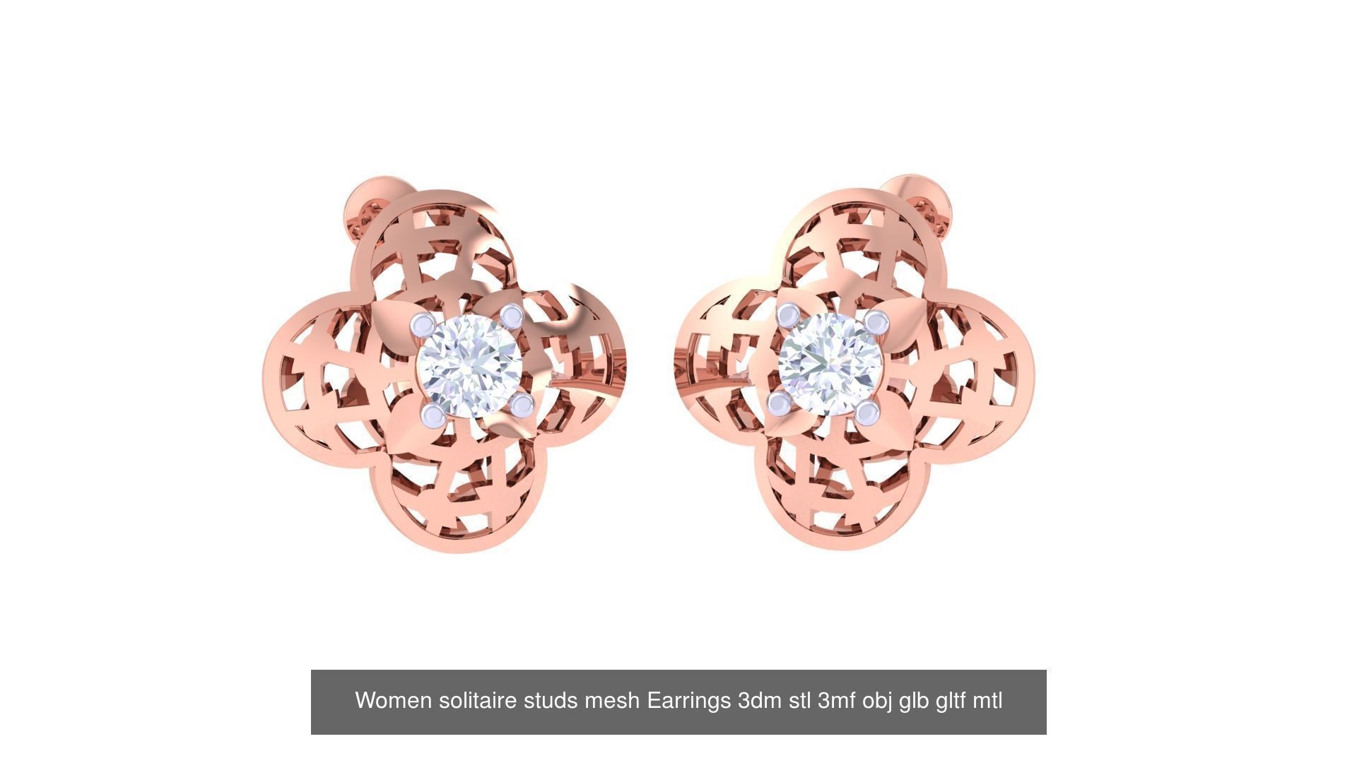 30 Women studs mesh Earrings 3dm stl 3mf obj  3D Model Collection_26