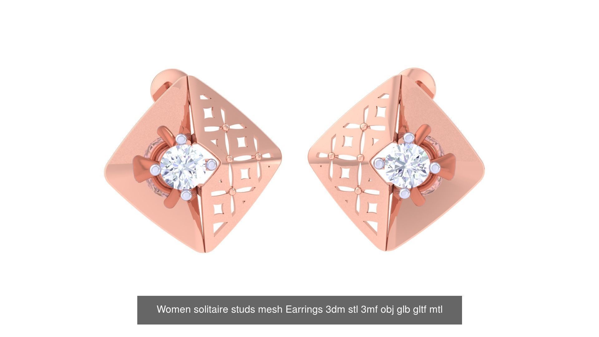 30 Women studs mesh Earrings 3dm stl 3mf obj  3D Model Collection_19