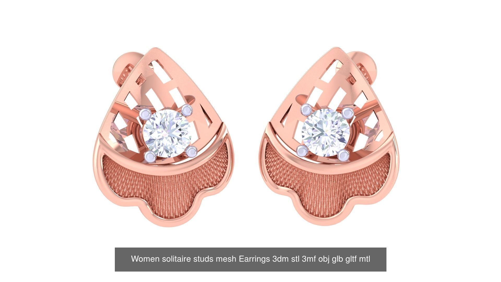 30 Women studs mesh Earrings 3dm stl 3mf obj  3D Model Collection_11