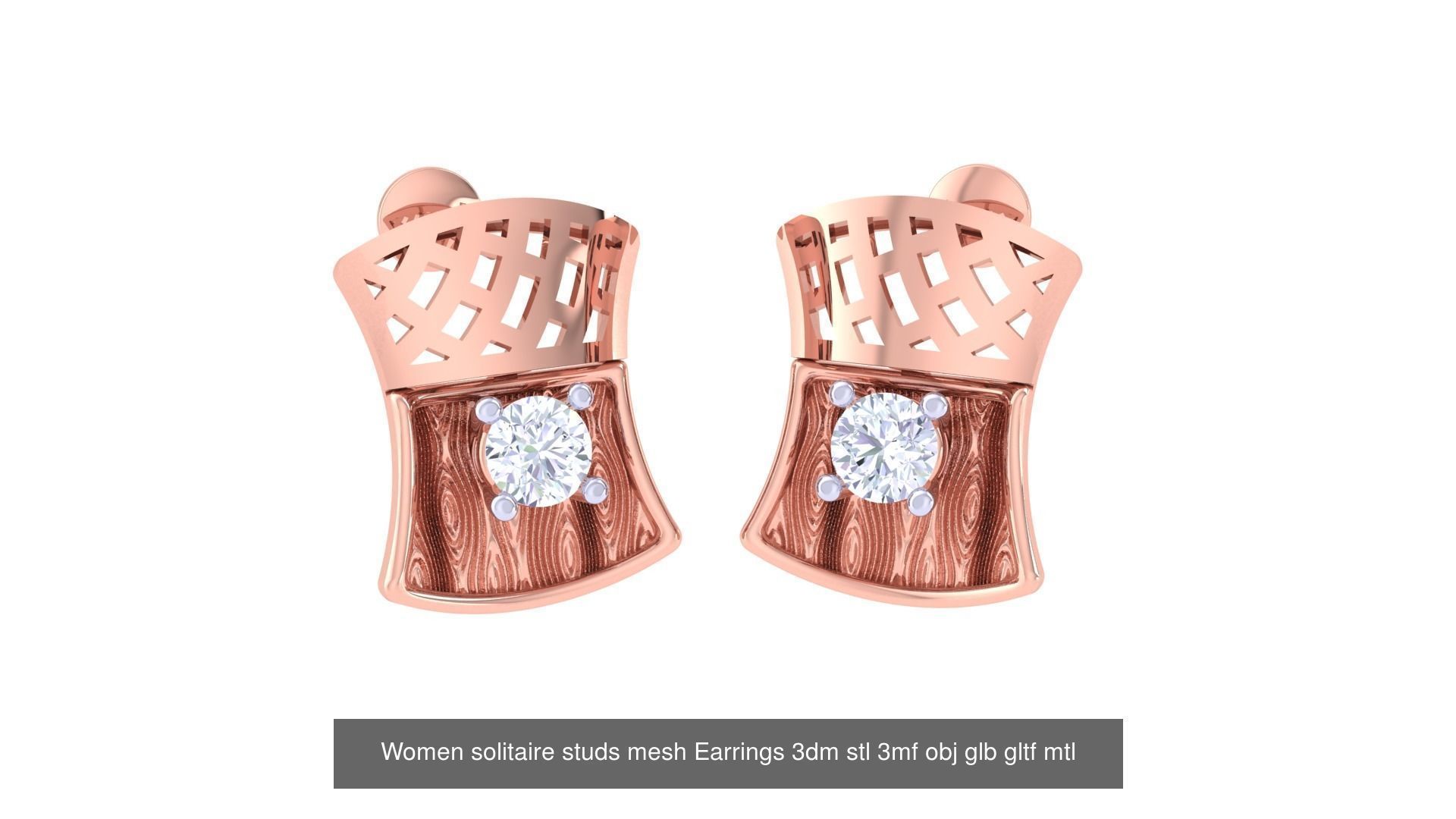 30 Women studs mesh Earrings 3dm stl 3mf obj  3D Model Collection_14