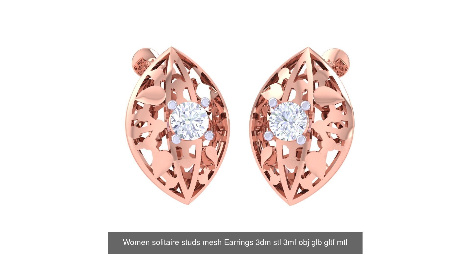 30 Women studs mesh Earrings 3dm stl 3mf obj  3D Model Collection_28