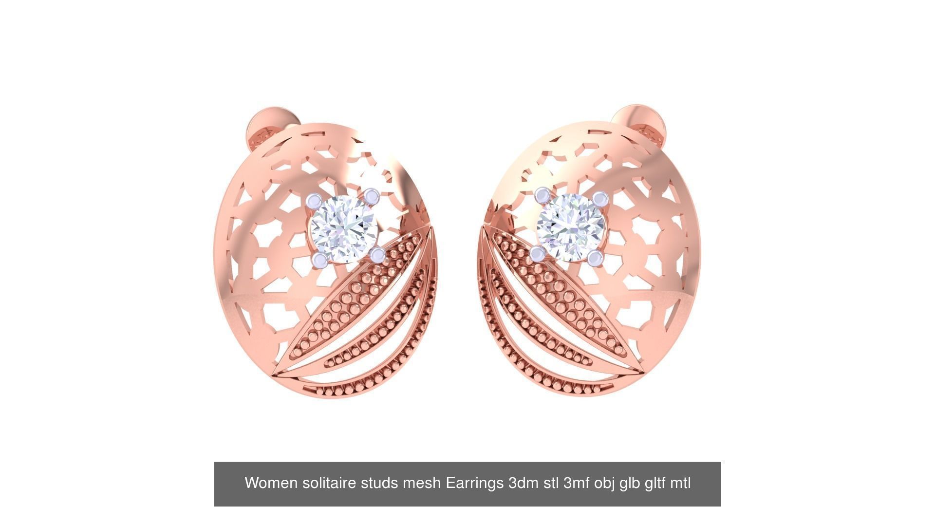 30 Women studs mesh Earrings 3dm stl 3mf obj  3D Model Collection_8
