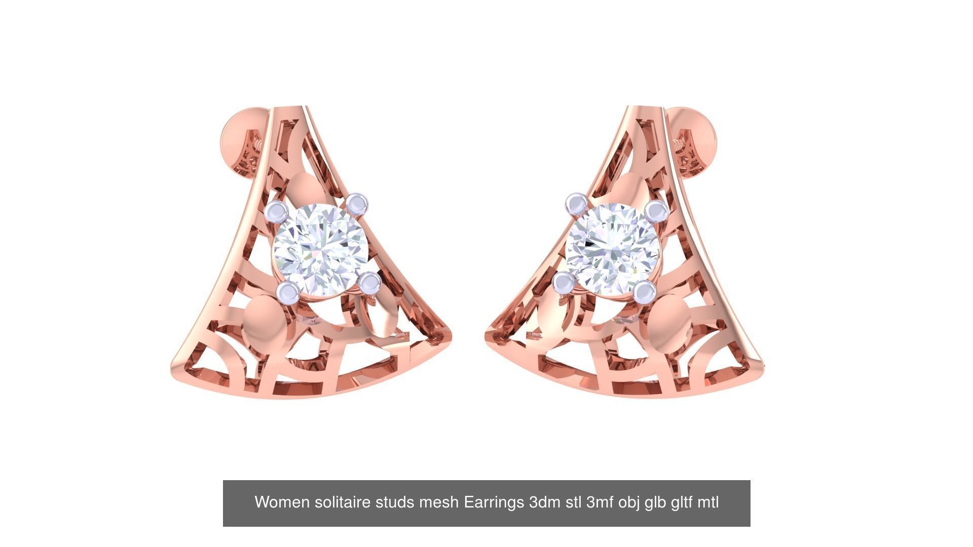 30 Women studs mesh Earrings 3dm stl 3mf obj  3D Model Collection_23
