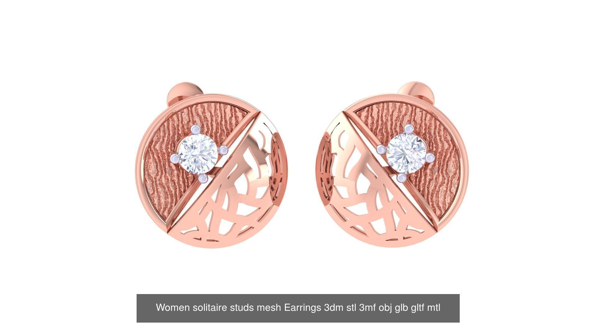 30 Women studs mesh Earrings 3dm stl 3mf obj  3D Model Collection_17
