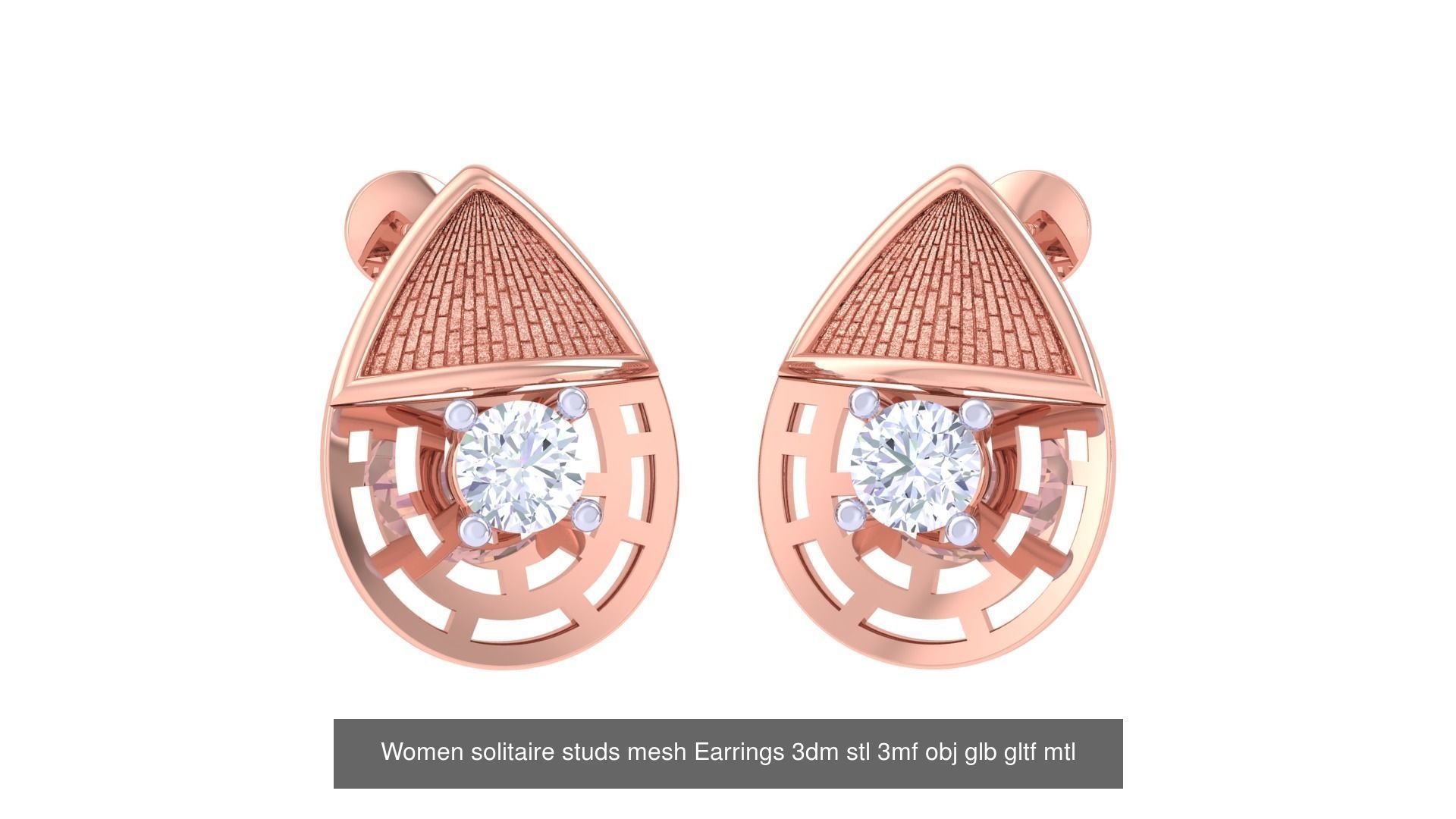 30 Women studs mesh Earrings 3dm stl 3mf obj  3D Model Collection_13
