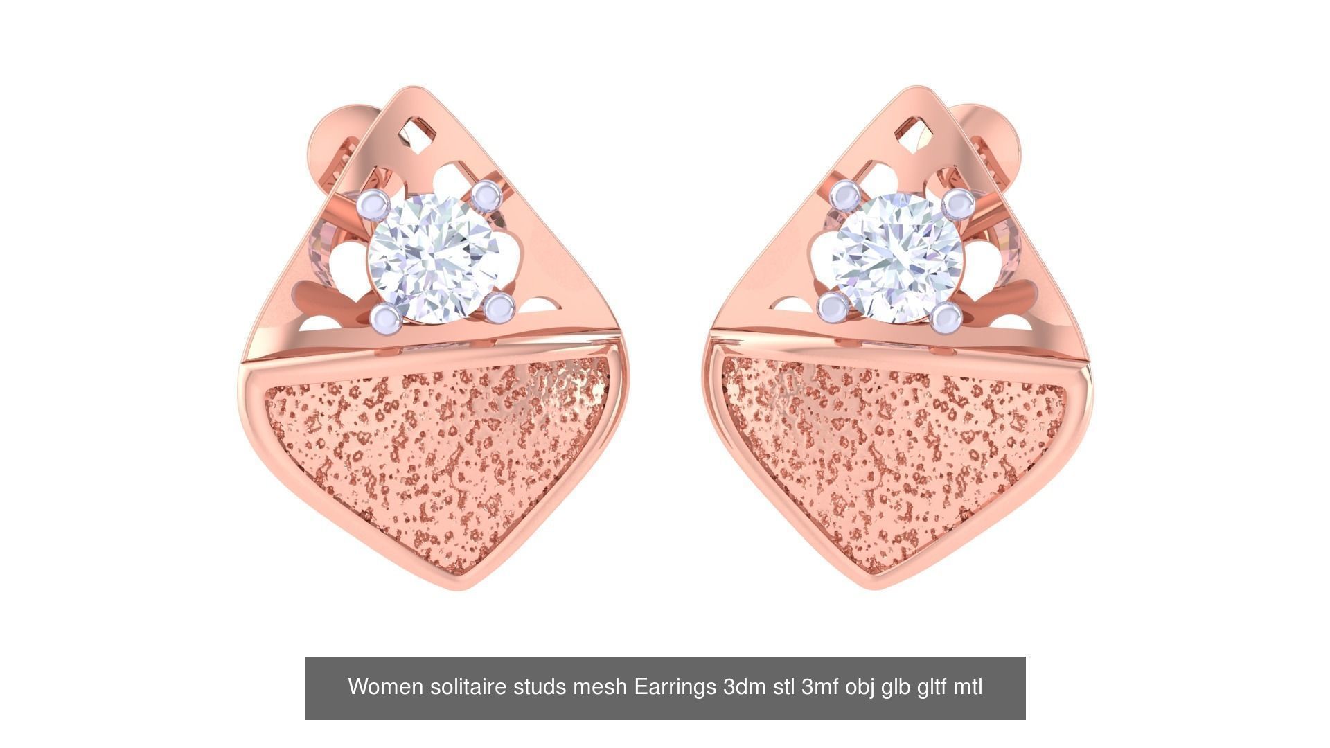 30 Women studs mesh Earrings 3dm stl 3mf obj  3D Model Collection_9