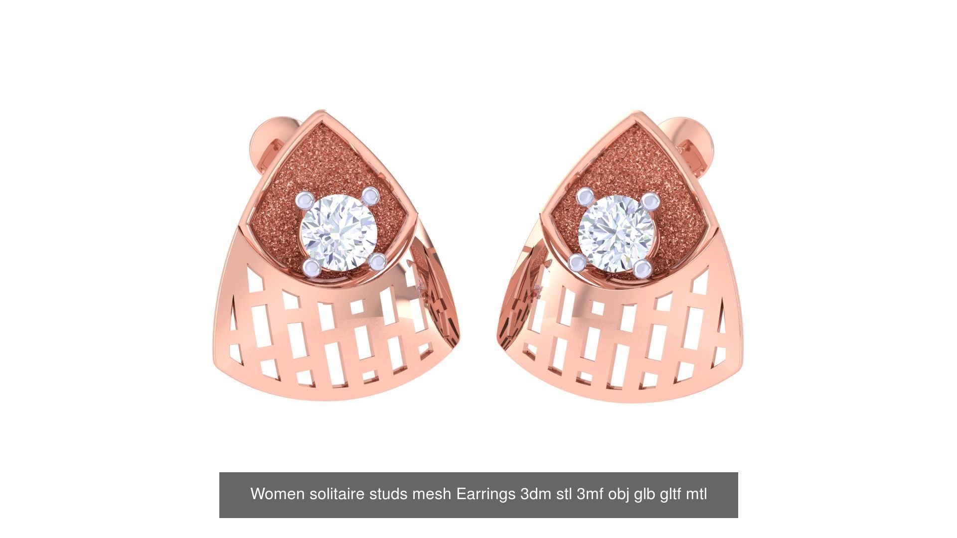 30 Women studs mesh Earrings 3dm stl 3mf obj  3D Model Collection_12