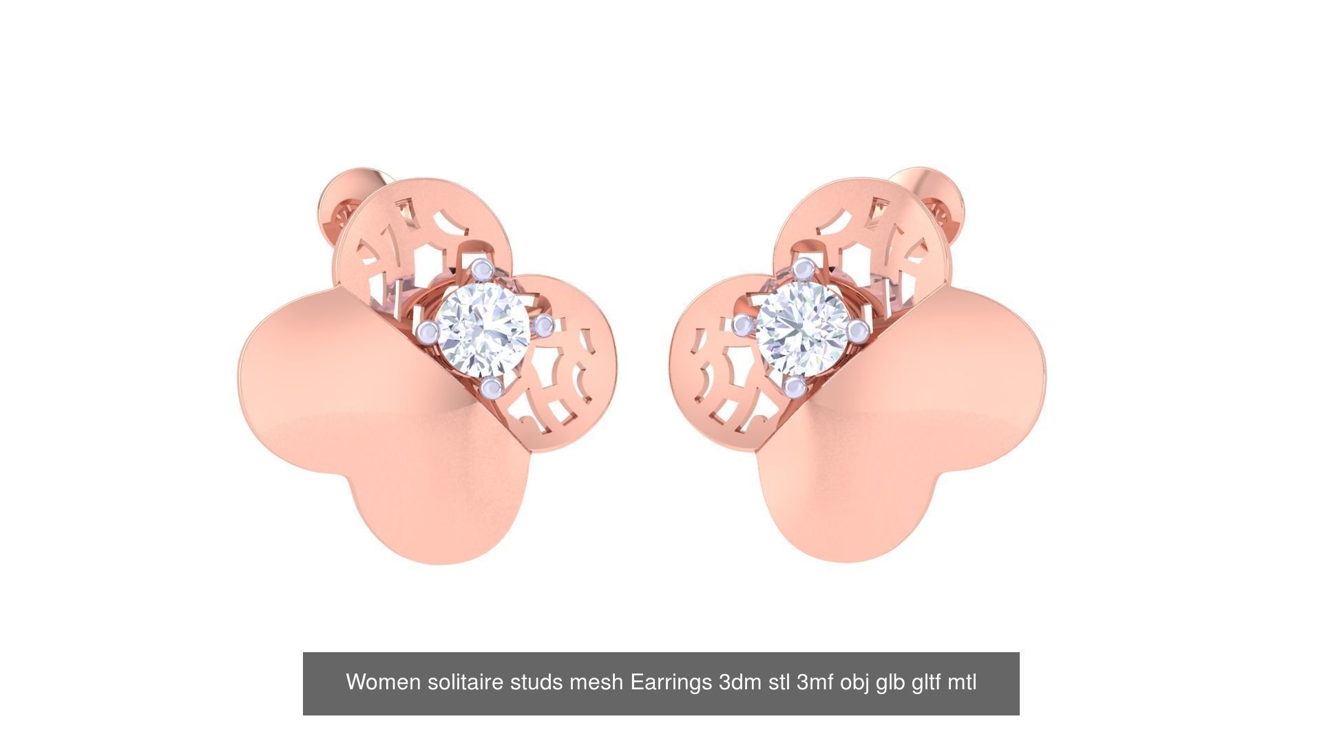 30 Women studs mesh Earrings 3dm stl 3mf obj  3D Model Collection_18