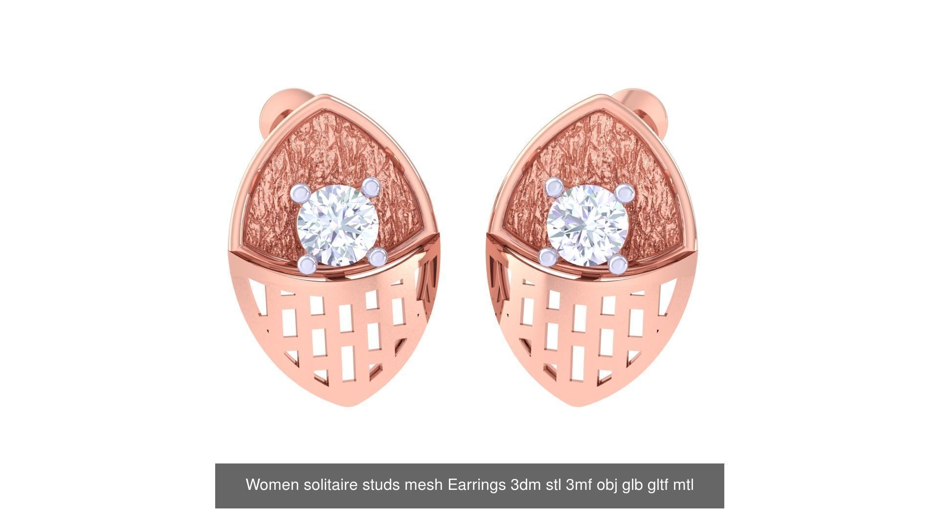 30 Women studs mesh Earrings 3dm stl 3mf obj  3D Model Collection_10