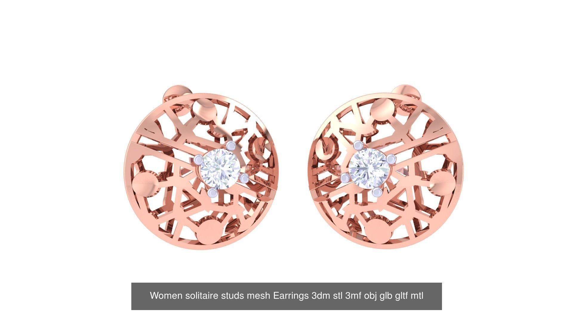 30 Women studs mesh Earrings 3dm stl 3mf obj  3D Model Collection_29