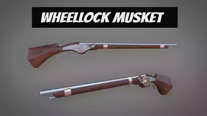 WheelLock Musket Firearm LowPoly 3D Model