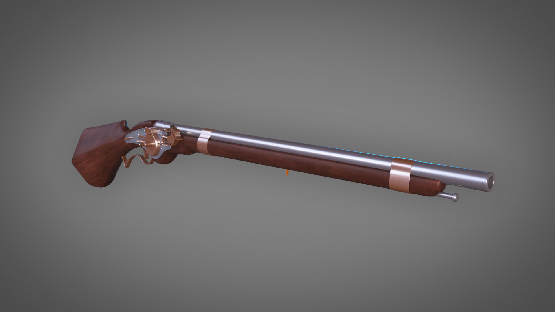 WheelLock Musket Firearm LowPoly 3D Model Low-poly 3D model_1