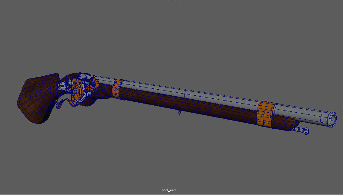 WheelLock Musket Firearm LowPoly 3D Model Low-poly 3D model_5