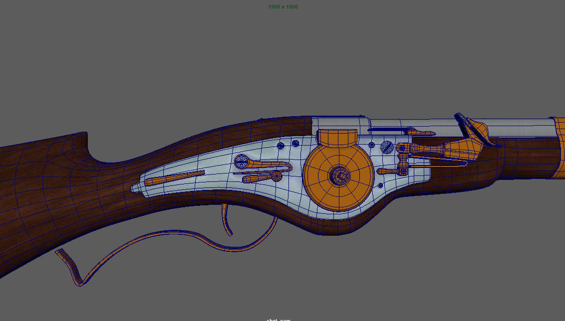 WheelLock Musket Firearm LowPoly 3D Model Low-poly 3D model_3