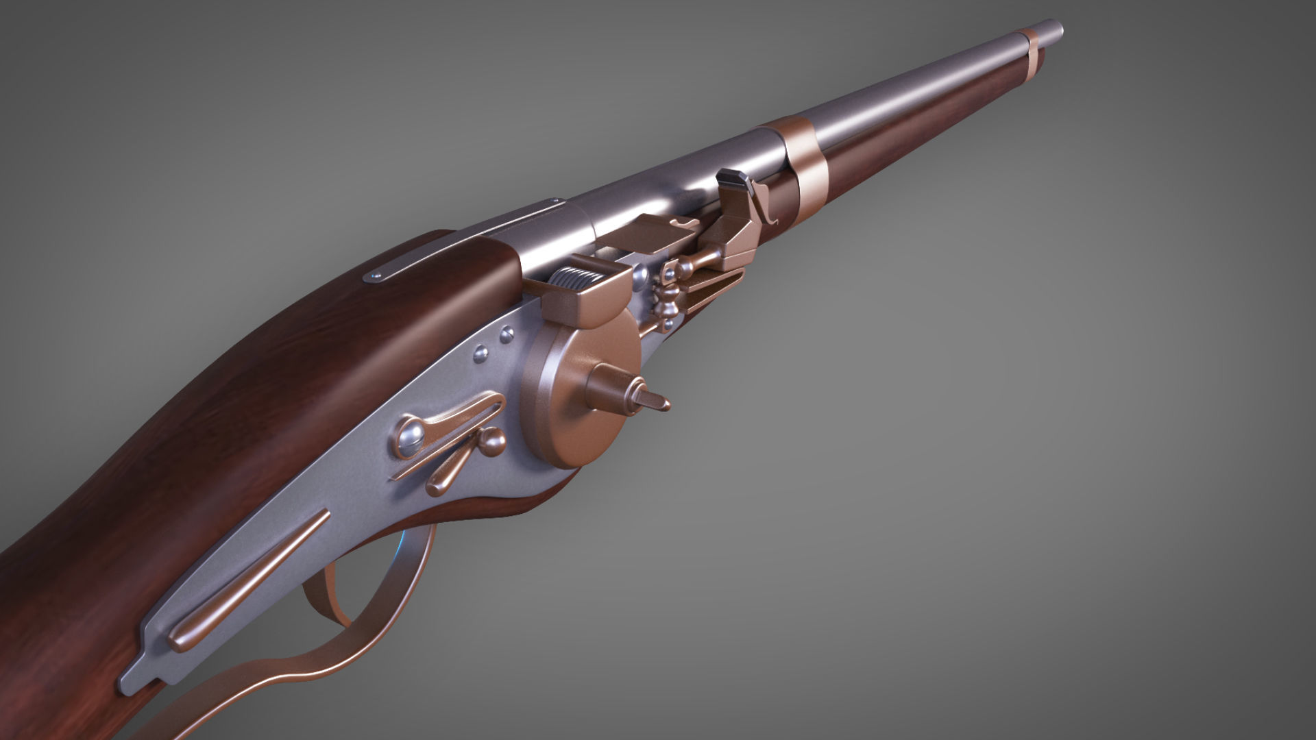 WheelLock Musket Firearm LowPoly 3D Model Low-poly 3D model_2