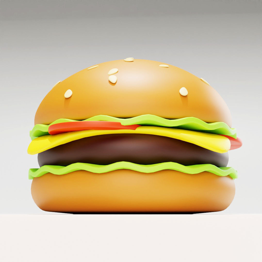 Low poly hamburger Low-poly 3D model_3