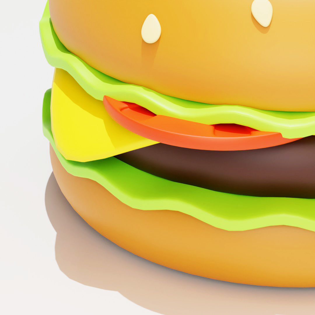 Low poly hamburger Low-poly 3D model_1