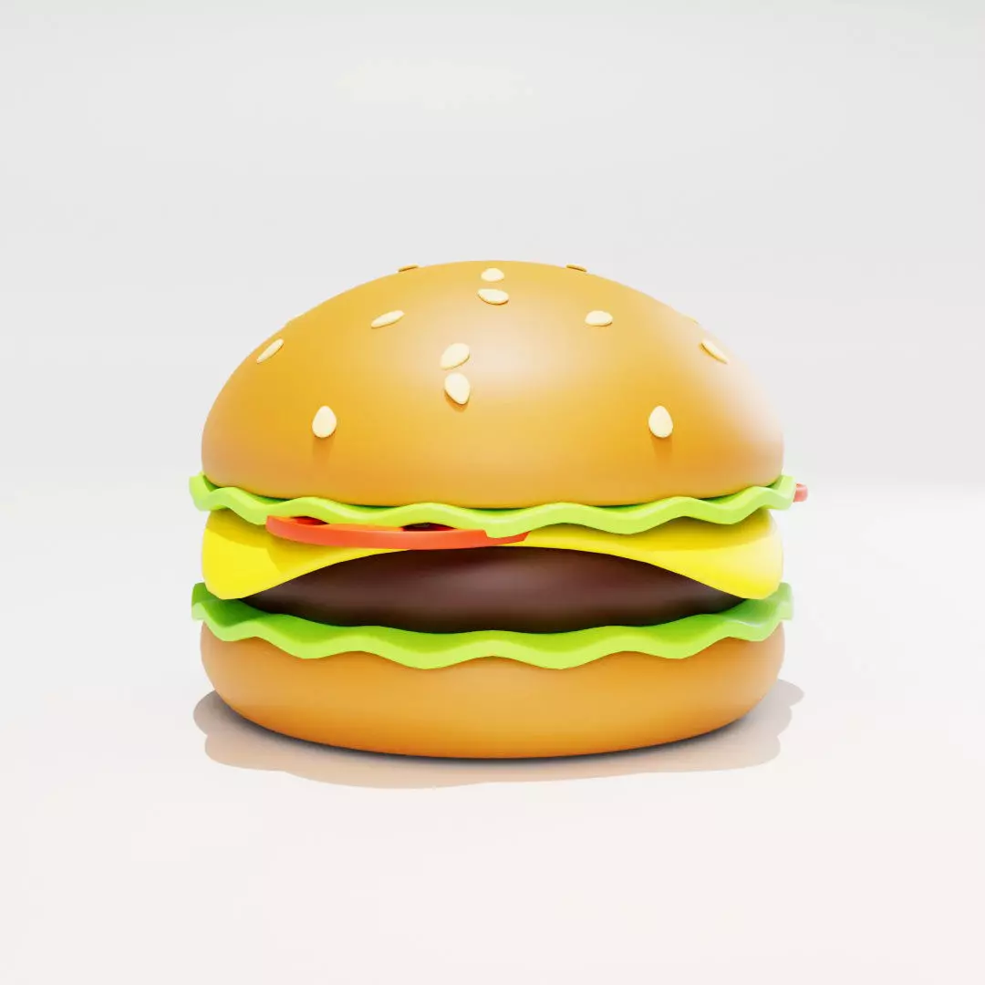 Low poly hamburger Low-poly 3D model_0