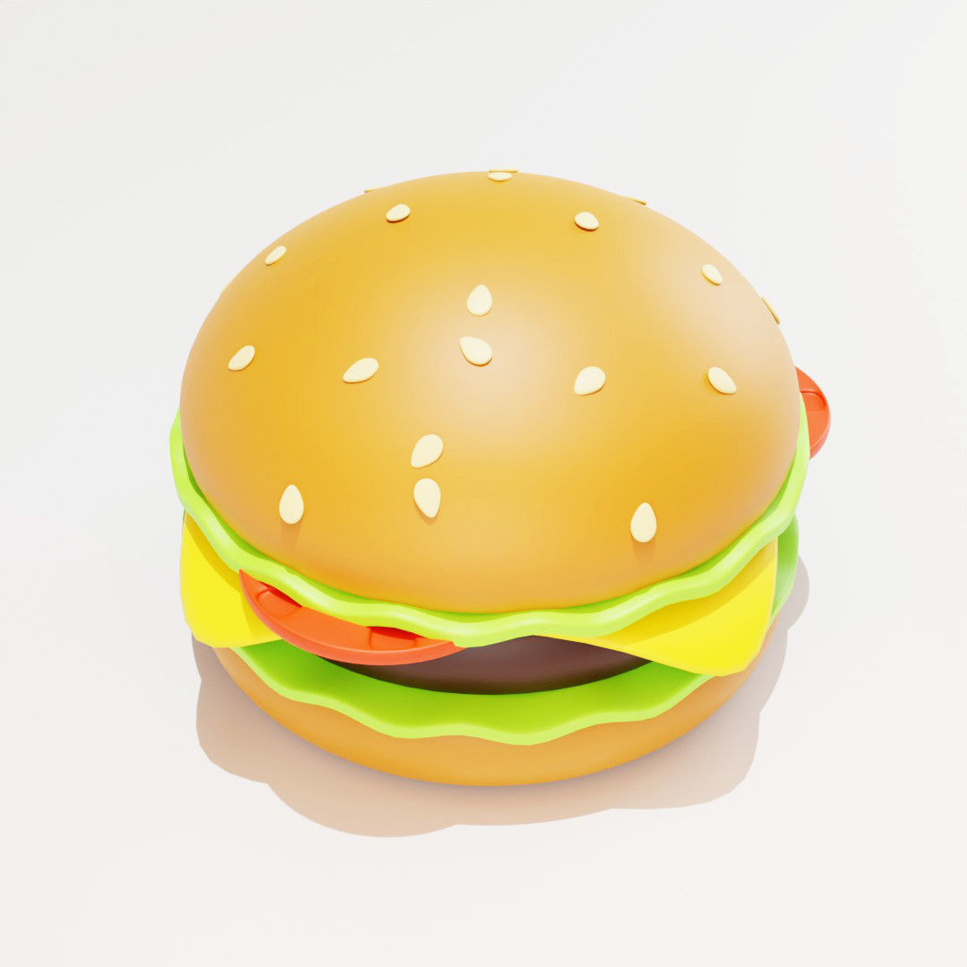 Low poly hamburger Low-poly 3D model_2