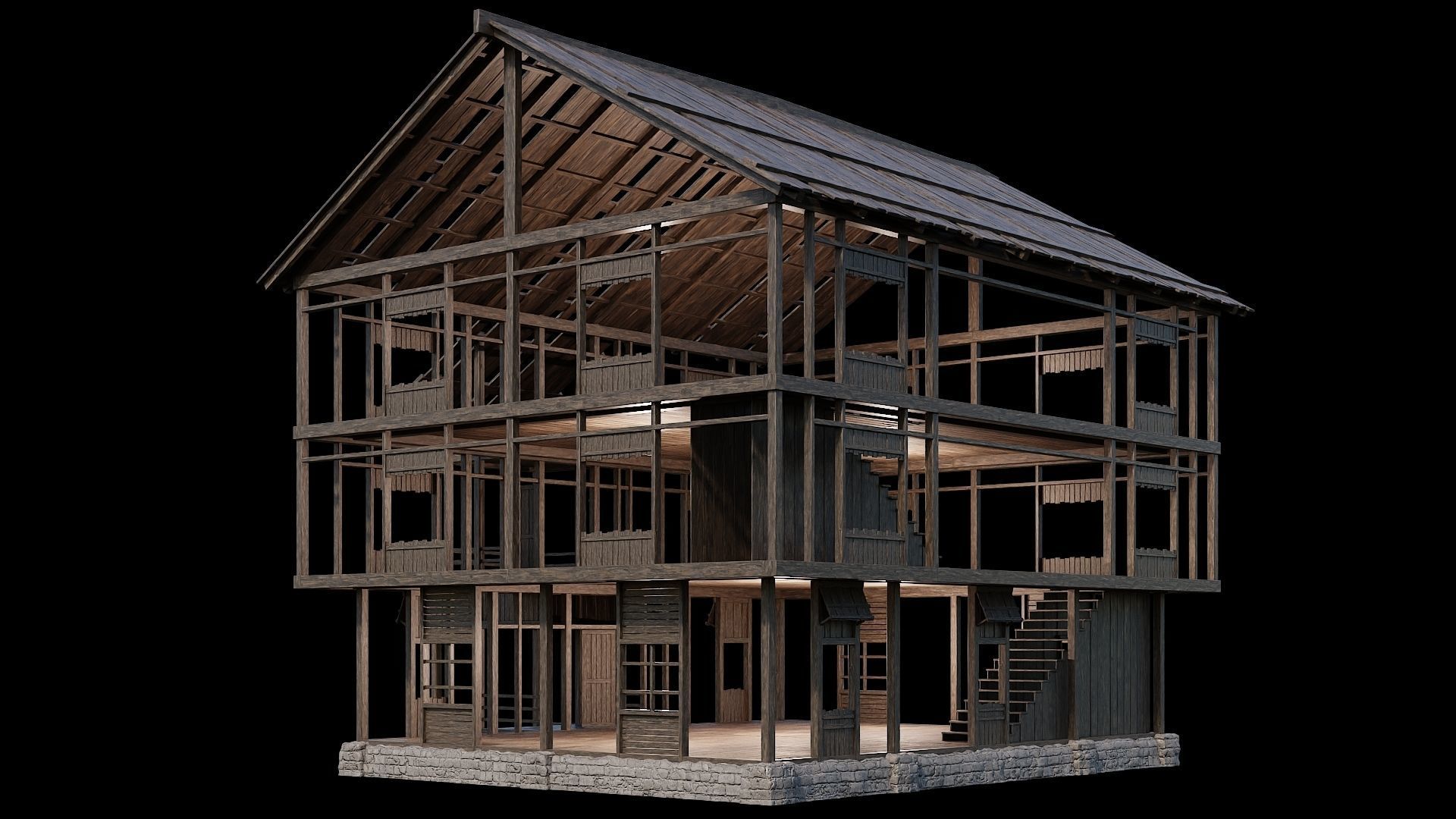 Medieval Village Pack 02 - 3 Assets - 4K Textures Game Ready Low-poly 3D model_23