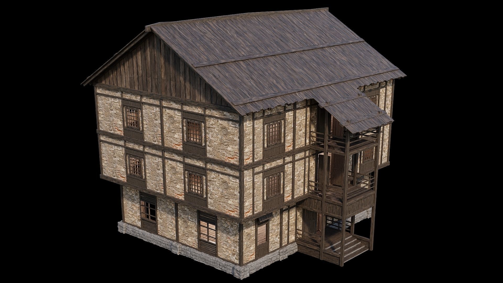 Medieval Village Pack 02 - 3 Assets - 4K Textures Game Ready Low-poly 3D model_17