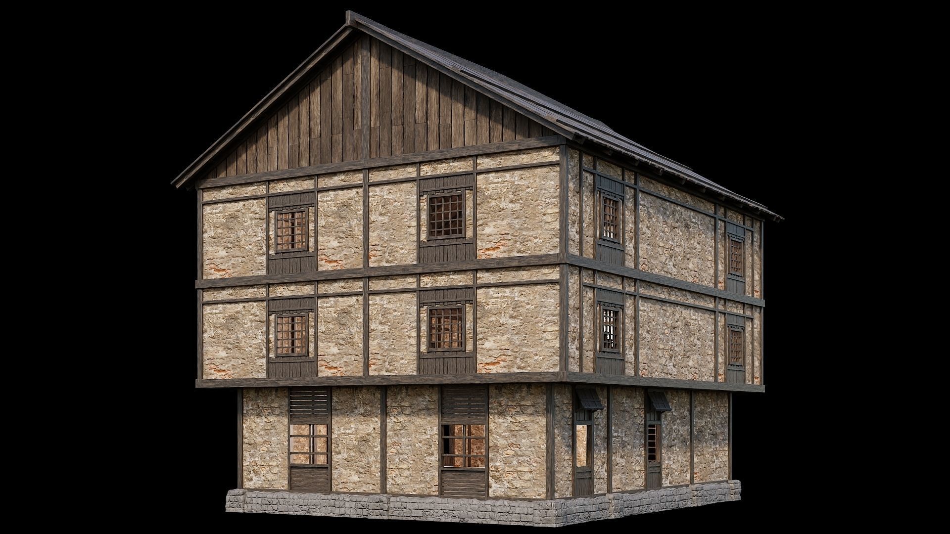 Medieval Village Pack 02 - 3 Assets - 4K Textures Game Ready Low-poly 3D model_14