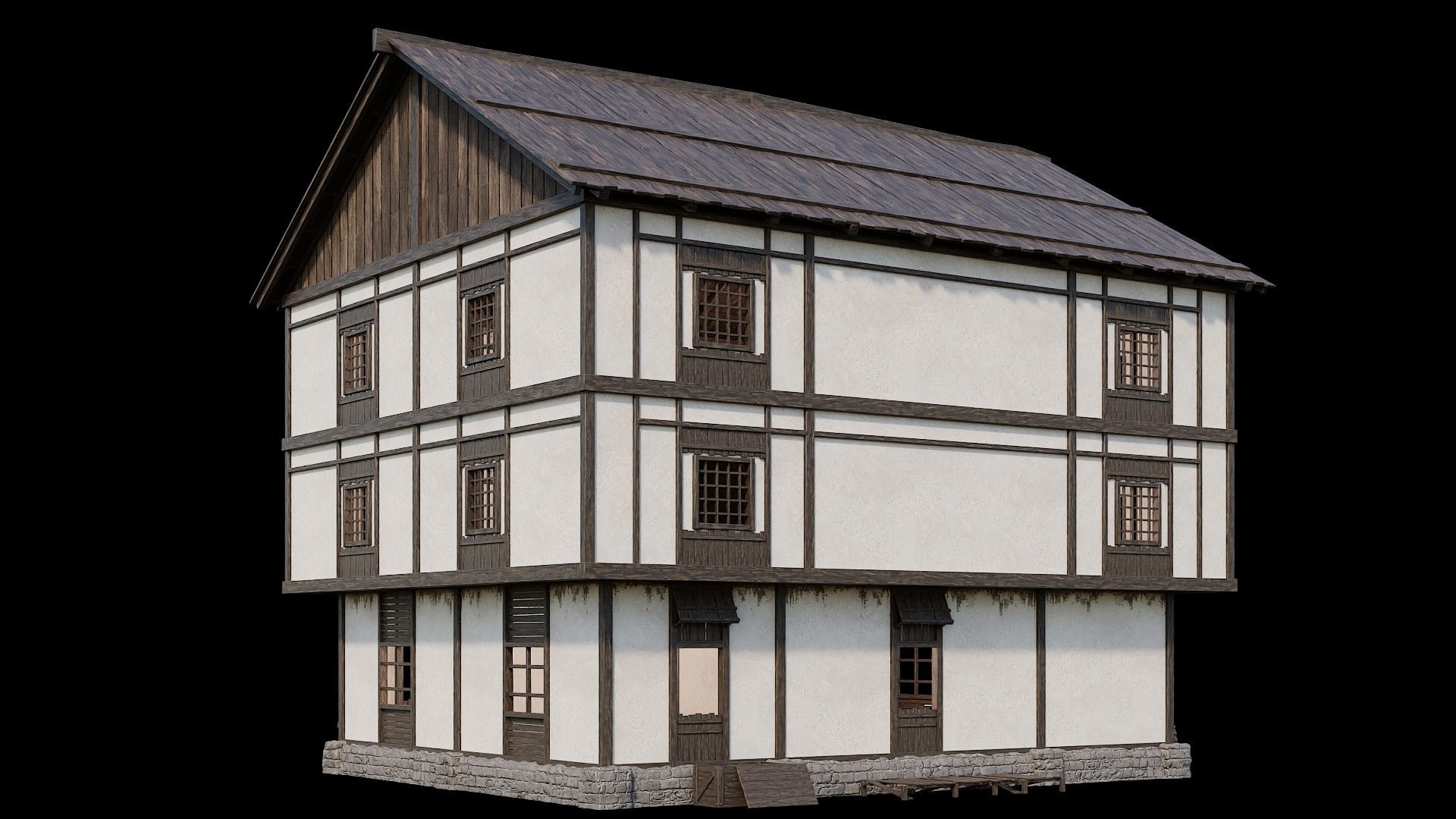 Medieval Village Pack 02 - 3 Assets - 4K Textures Game Ready Low-poly 3D model_4