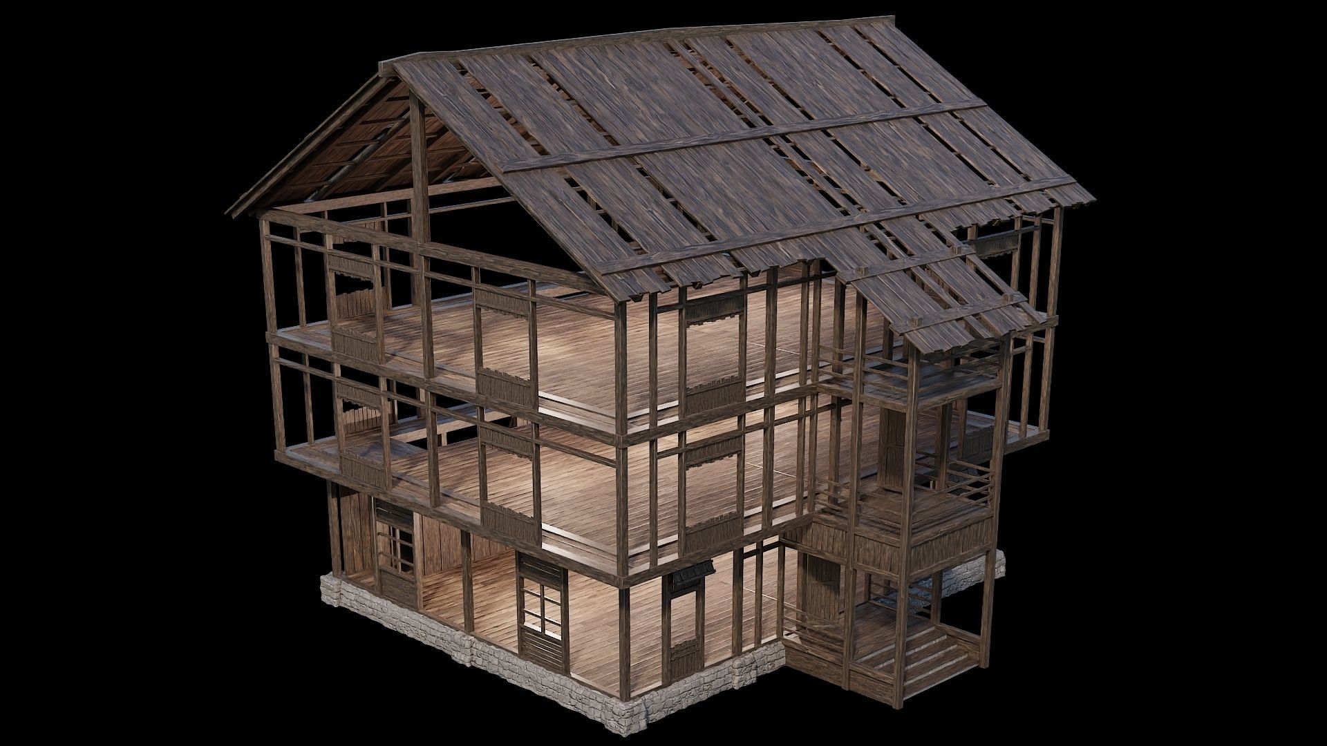 Medieval Village Pack 02 - 3 Assets - 4K Textures Game Ready Low-poly 3D model_26