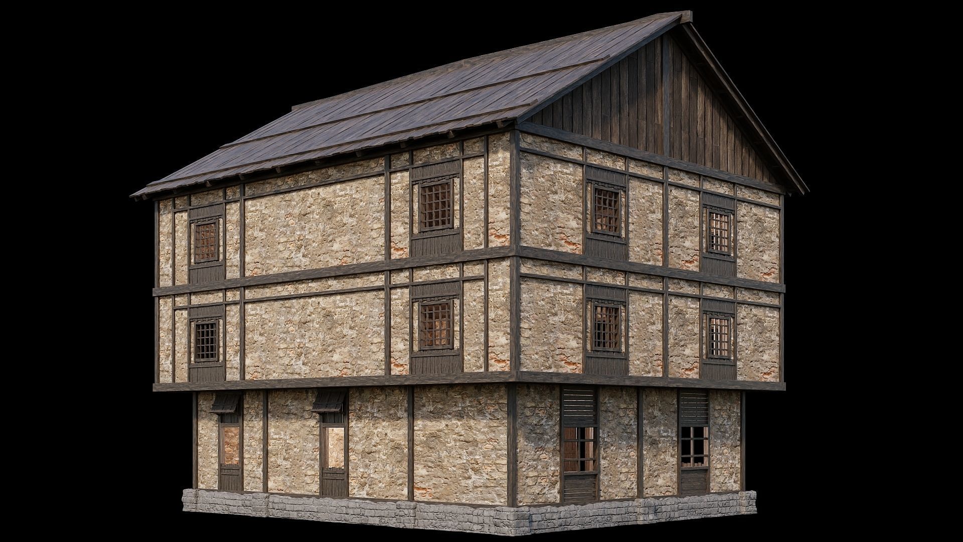 Medieval Village Pack 02 - 3 Assets - 4K Textures Game Ready Low-poly 3D model_13