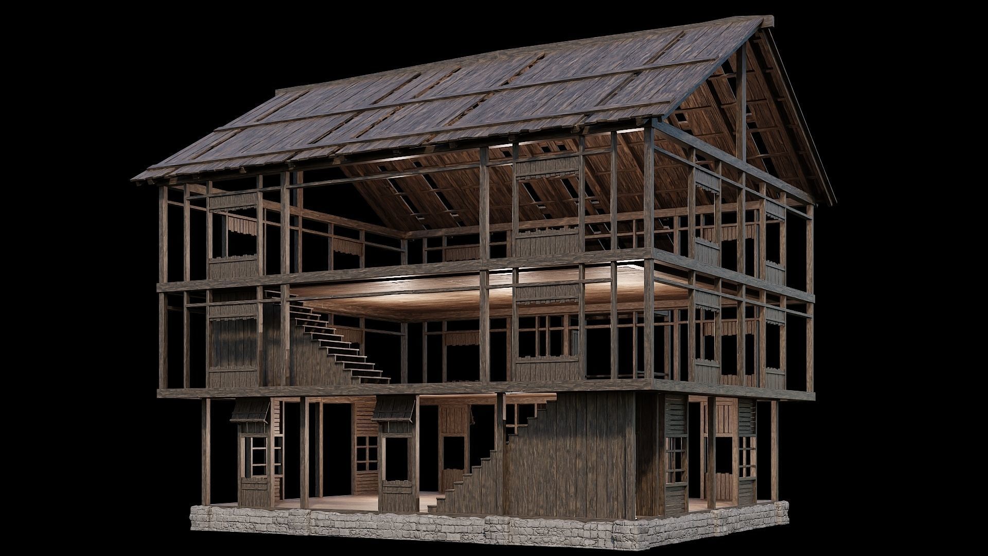 Medieval Village Pack 02 - 3 Assets - 4K Textures Game Ready Low-poly 3D model_22