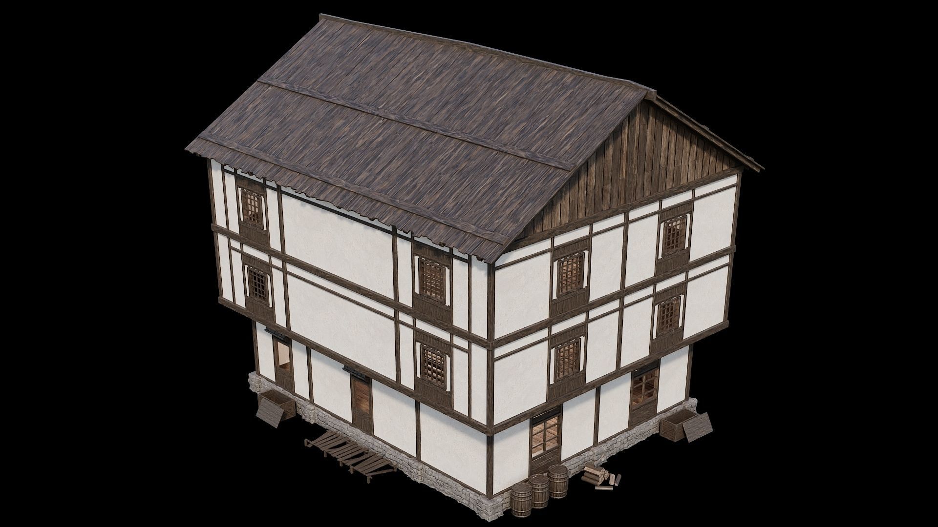 Medieval Village Pack 02 - 3 Assets - 4K Textures Game Ready Low-poly 3D model_8