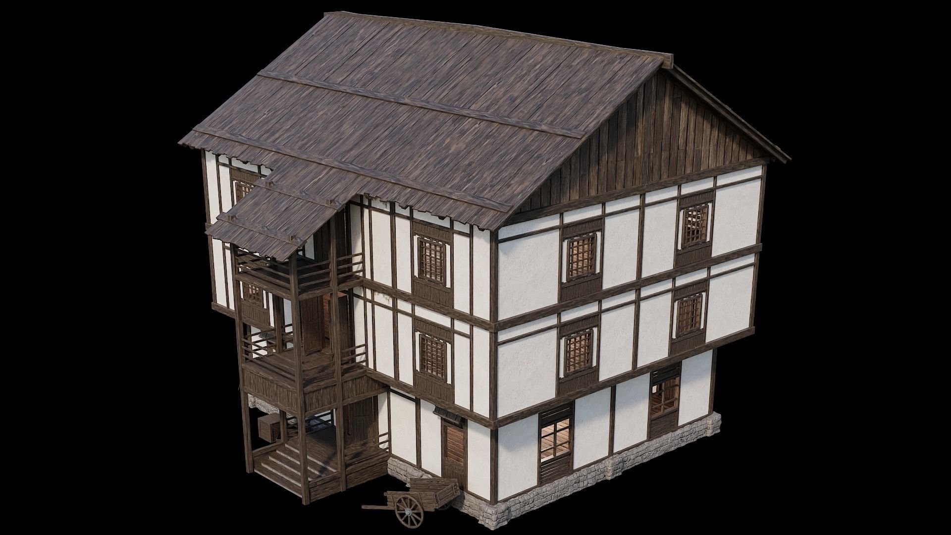 Medieval Village Pack 02 - 3 Assets - 4K Textures Game Ready Low-poly 3D model_10